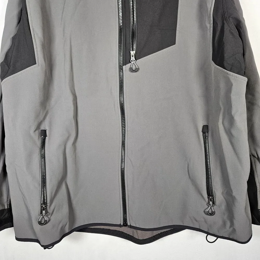 Duluth Trading Jacket Men 2XL Tall Grey Hills Windfront Hooded Fleece Lined Gorp